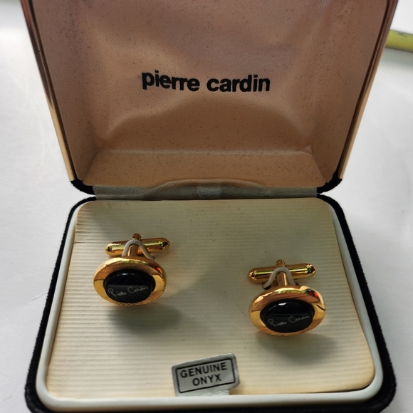 Pierre cardin cufflinks Genuine Onyx - Picture 2 of 7
